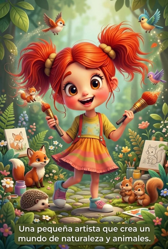 Bimba pinta y colorea libros de naturaleza y animales