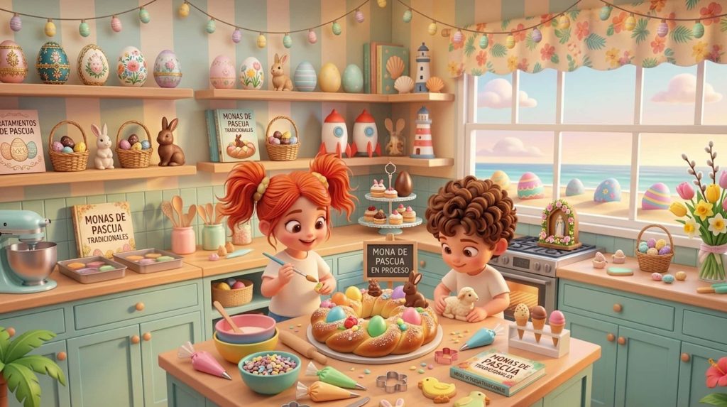 Bimba y su hermano cocinan mona de pascua