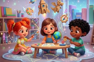 Bimba y sus amigos imaginando