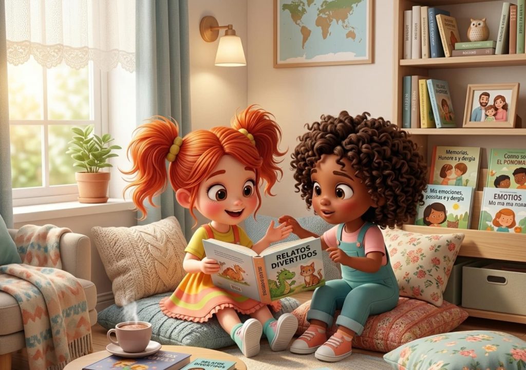 Bimba leyendo en casa